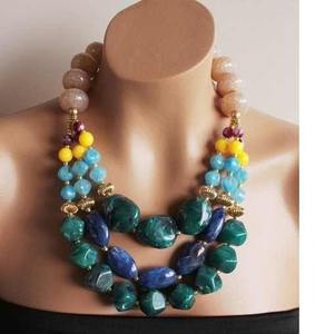Large Chunky Colorful Jewelry Toned Beaded Design Fashion Wholesale Latest New <b>Resin</b> Necklace for Girls Women Accessories - Product Image 1