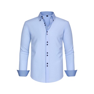 Haute qualité populaire chemise d'affaires hommes mode couleur unie à manches longues chemise décontractée hommes usine en gros hommes chemise formelle - Product Image 5