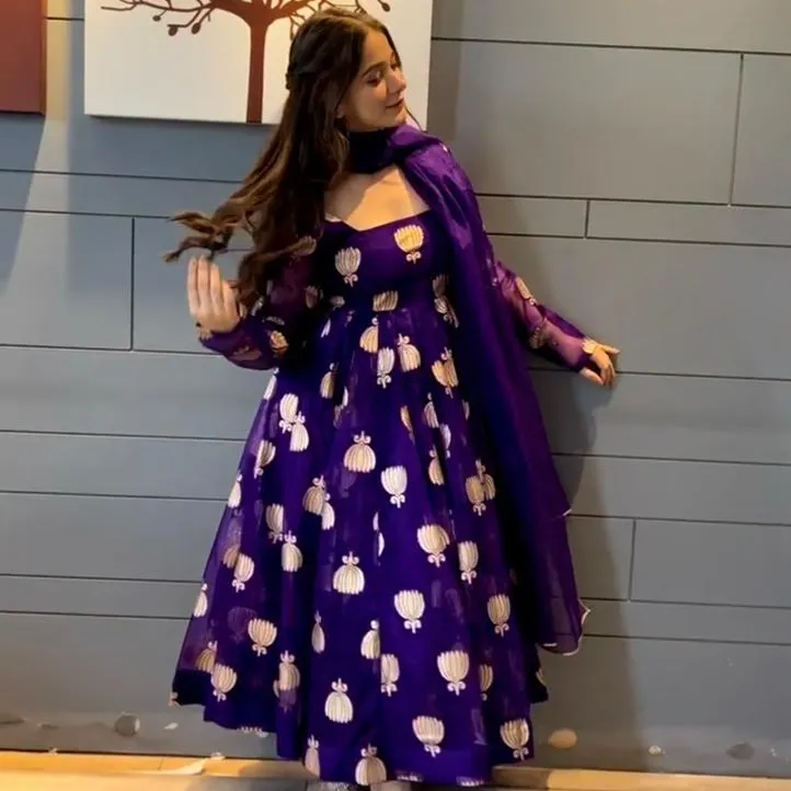 Anarkali סגנון הדפסת לעבוד נשים ללבוש קמיז Kameez חליפת מסיבת ללבוש הודי חתונה גבירותיי בגדים