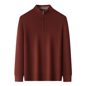 Camiseta Casual de Manga Larga con Cuello Alto para Hombre, Estilo Nuevo de Otoño e Invierno, Color Puro, Cálida, Gruesa, de Punto, Tipo Polo - Product Image 4