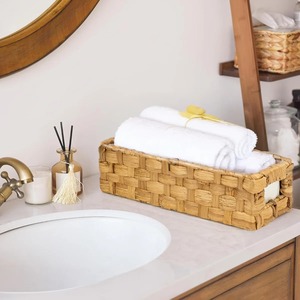 ตะกร้าเก็บของจากผักตบชวา พร้อมหูหิ้วแบบฝัง ตะกร้าเก็บของทำมือ ขายส่ง เป็นมิตรกับสิ่งแวดล้อม ผลิตในเวียดนาม - Product Image 4