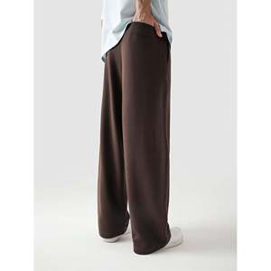 Pantalones Holgados Color Moka, Estilo Hip Hop Casual, Cintura Elástica, 100% Algodón, Decorados con Cierres, Pliegues y Estampados, Cintura Media, Talla XL - Product Image 4