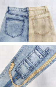 Nouveautés de jeans denim taille haute pour hommes sur mesure jeans en denim Hip Hop réfléchissants de conception OEM pour hommes jeans en denim extensible - Product Image 6