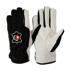 Gants de conduite confortables en cuir de grain de chèvre respirant coton tissu dos main sécurité assemblage gants de travail - Product Image 2