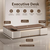 Bureau de direction surdimensionné 3,2 m avec double piédestal, serrure à clavier et boîte de rangement multifonction pour bureau de PDG