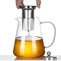 Théière en verre borosilicate transparent résistant à la chaleur avec infuseur amovible, compatible cuisinière, ustensile à thé