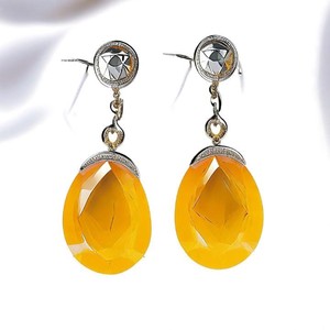 Nueva llegada hermosa joyería de moda de plata-Pendientes de gota de rodio negro y ónix amarillo a precio de fabricación - Product Image 5