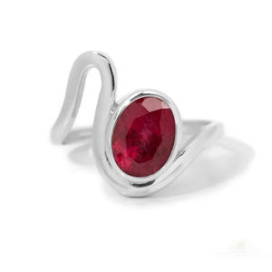 Conjunto de bisel de Plata de Ley 925 sólida para mujer, banda de piedra de rubí llena de vidrio, diseño personalizado, compromiso de boda lleno de oro - Product Image 3