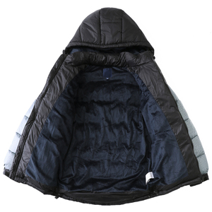 Custom High Quality Men's Stand Collar Puffer <b>Jacket</b> Hood Winter Outdoor Activities <b>Waterproof</b> Breathable Reversible Thick - Product Image 2