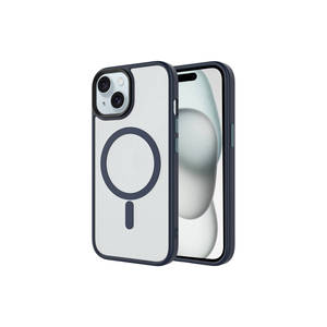 Coque mate bleu marine Netzy compatible MagSafe pour iPhone 14, avec revêtement électrolytique, chargement sans fil, en silicone, antichoc - Product Image 1