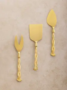 Gold Finishing Stainless Steel Cheese Knife <b>Set</b> For Hotels & Events, Modern Designer Cheese Serving <b>Cutlery</b> for Home Decor - Product Image 3