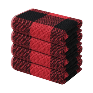 Serviettes de cuisine rectangulaires en coton à double couche, à carreaux, personnalisables, bleu foncé et noir, lavables en machine, promotionnelles, bon marché, en gros - Product Image 6