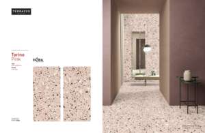 Carreaux de porcelaine indiens de qualité supérieure, aspect terrazzo rose de Turin, surface sculptée - Product Image 3