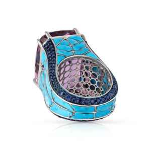 Bague audacieuse en argent sterling de luxe avec émeraude, bijoux en pierres précieuses colorées pour femmes, à porter en soirée, à superposer, pour fiançailles, alliance éternelle - Product Image 5