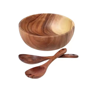 Bol à salade en bois massif poli, léger, accessoires de cuisine en gros, grand bol à salade en bois d'olivier, offert par Tradebit - Product Image 3