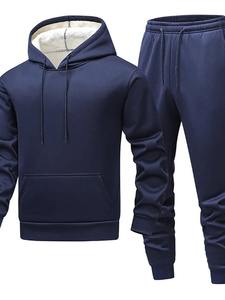 Otoño Invierno nueva moda impresa Casual Color sólido grueso cálido 100% traje de algodón para hombres Deportes regulares de gran tamaño alto - Product Image 3