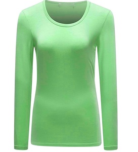 Women Long Sleeve Blue <b>Scrub</b> <b>Top</b> Knitted Cotton Breathable Stretch Medical Uniform Shirt - Product Image 5