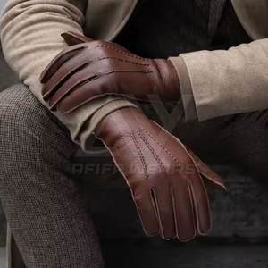 Gants en cuir pour hommes AFIFA WEARS AW-4822 de haute qualité, conçus sur mesure, avec détection d'aiguille, pour usage décontracté en extérieur en hiver, vente en gros - Product Image 4