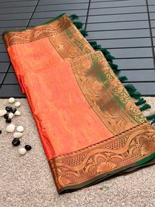 Kanjivaram Soie Saree Avec Cuivre Zari Travail Au Prix De Gros Designer Fantaisie indienne Outfit Élégant Meilleur Tissu Vêtements Ethniques - Product Image 3