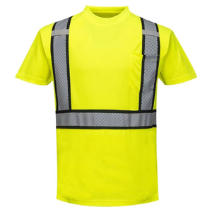 Camiseta de Alta Visibilidad con Estampado de Spandex/Algodón, Construcción Sólida, Franjas Reflectantes para Trabajo de Seguridad, Bolsillo con Cremallera, Comodidad y Seguridad - Product Image 1