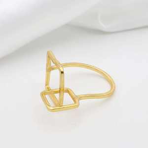 Los mejores anillos de moda de lujo para hombre al por mayor hechos a mano ajustable cuadrado chapado en oro Real diseño geométrico elegante joyería de latón - Product Image 4