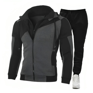Respirant noël modèle amélioré hiver unisexe survêtement à capuche veste pantalon 2 pièces ensemble solide motif polaire séchage rapide - Product Image 3