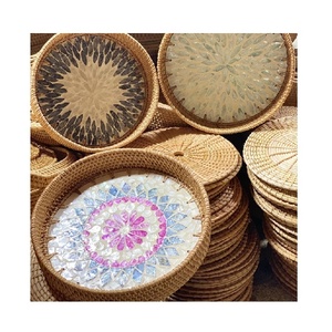 เวียดนามหวายถาดผสมเซรามิกขายส่งตกแต่งถาดแม่ของมุกถาดเก็บอาหารจากกษัตริย์หัตถกรรมเวียดนาม - Product Image 4