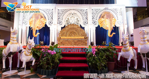 Décoration de scène de réception de mariage occidentale moderne Majestic White Theme Wedding Stage Decoration Grand Roman Wedding Reception Stage - Product Image 5