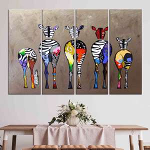 Banksy Zebra Canvas Art : Toile imprimée Graffiti Pop Art, LOT DE 4 TOILES - Product Image 1