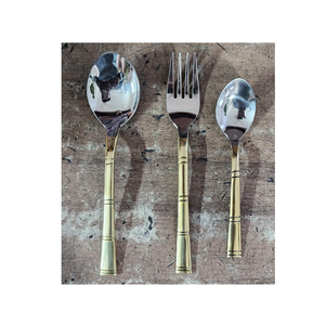 Cuillère en laiton poignée en bambou artisanat haut artisanat ensemble de couverts couverts pour cadeau désherbage article décoratif ensemble de couverts en laiton - Product Image 1