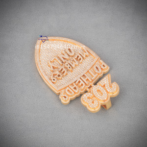 14Kt ฮิปฮอปสำหรับผู้ชายเครื่องประดับเพชรรูปตัวอักษรสไตล์แร็ปเปอร์ประดับเพชรสีเหลืองทองสำหรับผู้หญิง - Product Image 4