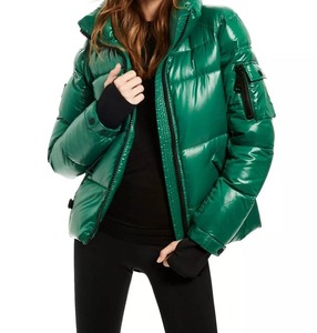 Wholesale <b>Ladies</b> Short <b>Winter</b> Reversible Puffer <b>Coat</b> Plus Size Warm <b>Hooded</b> Sequined Decoration Polyester Lining Waterproof Stand - Product Image 1
