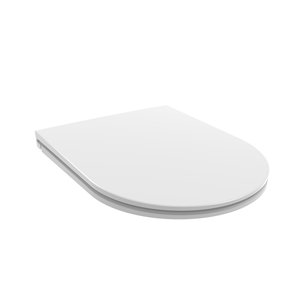 Couvre-siège de toilette en duroplast blanc à fermeture douce en forme de D - Product Image 1