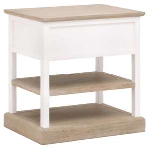 Mesita de Noche Moderna para Dormitorio, Estilo Tradicional, Madera Maciza de Mango y Roble, Acabado en Dos Tonos, Mueble de Sala de Estar con Función de Almacenamiento - Product Image 4