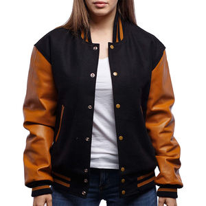 เสื้อแจ็คเก็ตวาร์ซิตี้แบบมีกระดุมสำหรับผู้ชายและผู้หญิง แขนหนัง ผ้าขนสัตว์ สำหรับฤดูหนาว คุณภาพสูง ราคาขายส่งแบบกำหนดเองได้ - Product Image 3