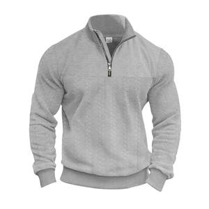 <b>Men's</b> Winter And Autumn Warm Pullover Sweatshirt Featuring <b>Quarter</b>-<b>Zip</b> Design And Solid Pattern <b>Men's</b> Long-Sleeved Sweatshirt - Product Image 4