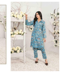 Vestido Salwar Kameez de lino de alta calidad para mujer, ropa transpirable con estampado paquistaní, estilo modesto y a la moda para mujer - Product Image 4