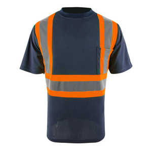 Camiseta de Trabajo de Manga Corta de Alta Visibilidad para Hombre con Logotipo Personalizado, Camiseta Amarilla de Seguridad Naranja con Bolsillo Reflectante, Hecha en Pakistán - Product Image 6