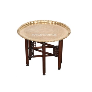 Muebles para el Hogar, Mesa Marroquí, la Mejor Calidad, Tamaño Grande, Muebles de Metal y Madera para Sala de Estar, Mesa Marroquí de Tambor de la India - Product Image 1