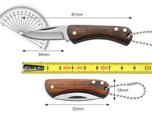 Couteau de poche multifonctionnel fait main en acier inoxydable avec porte-clés en bois, outil de qualité industrielle, personnalisable OEM, pour l'extérieur - Product Image 5