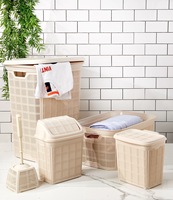 Afossa 6,5L Boîte de rangement rectangulaire en jute écologique pour détergent, avec couvercle en plastique moderne injecté, pour l'organisation de la buanderie