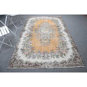 Vintage Turkish Large Rug 5.3x9 ft (163x274 cm), <b>Yellow</b> Moroccan Rug - Product Image 1