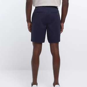 Bolsillos laterales de alta calidad con botones y cierre de cremallera 98% algodón 2% ELASTANO azul marino Slim Fit Shorts Unisex - Product Image 2