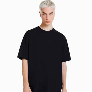 T-shirt surdimensionné lourd Hip Hop T-shirt avec logo de marque personnalisé pour hommes 100% coton T-shirt noir T-shirts pour hommes - Product Image 3