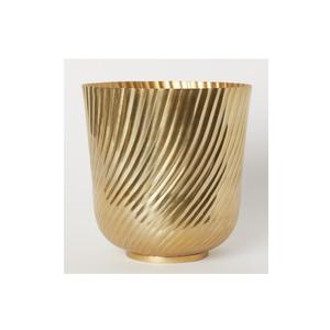 Lot de 2 jardinières en métal doré de forme ronde design nervuré intérieur extérieur décoratif maison balcon jardinière en métal - Product Image 6