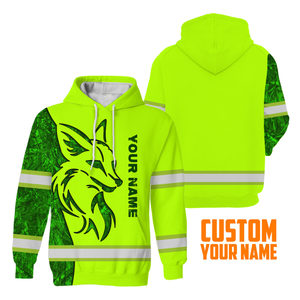 Hi Vis Hoodie Fox Camo Pattern Nombre personalizado Logo Empresa Seguridad Ropa DE TRABAJO Reflectante Hi Vis Manga larga para hombre - Product Image 2