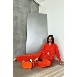 Pantalones Plisados Naranja para Mujer Topshow, Producto al por Mayor - Product Image 2