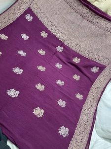 Luxury Handcrafted Pure Tassur Kadhwan Banarasi Saree Handwoven Exquisite Traditional Detailing Quick Dry Sun Protection Party - Product Image 2