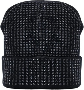 Gorro de invierno para hombre de alta calidad, gorro de punto con diamantes de imitación con logotipo personalizado, tarifa al por mayor, moda de estilo personalizado OEM - Product Image 5