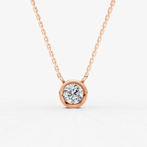 Pendentif solitaire rond serti d'un diamant de laboratoire de 0,85 carat, qualité EF-VVS2, en or massif 14 carats, idéal pour un usage quotidien ou comme cadeau. - Product Image 3